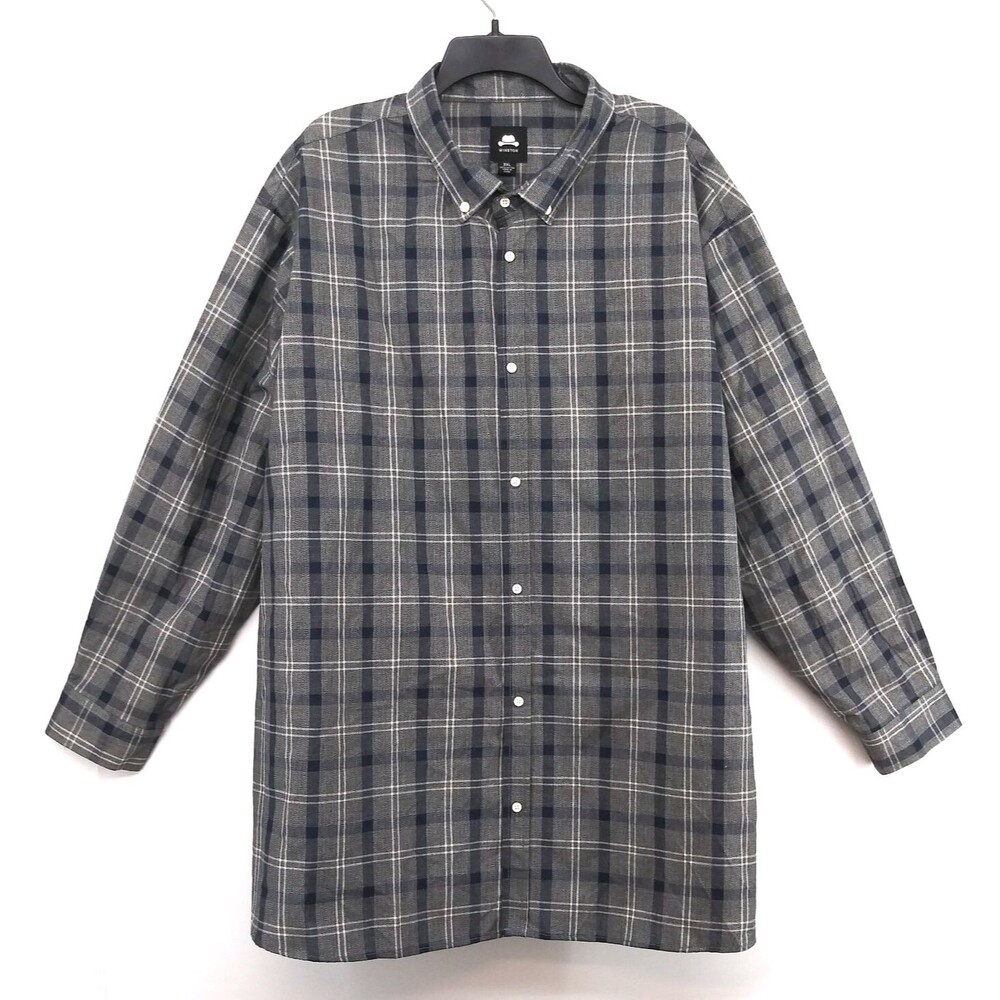 Winston Dress Shirt Men Size 3XL Gray Plaid Long Sleeve Button Down Collar